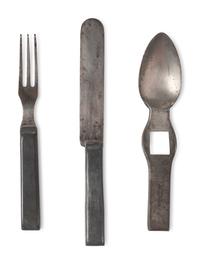 [CIVIL WAR]. Worman & Ely 3-piece interlocking utensil set, patented 1862.