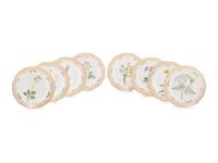 A Set of Eight Royal Copenhagen Flora Danica Reticulated Porcelain Salad Plates