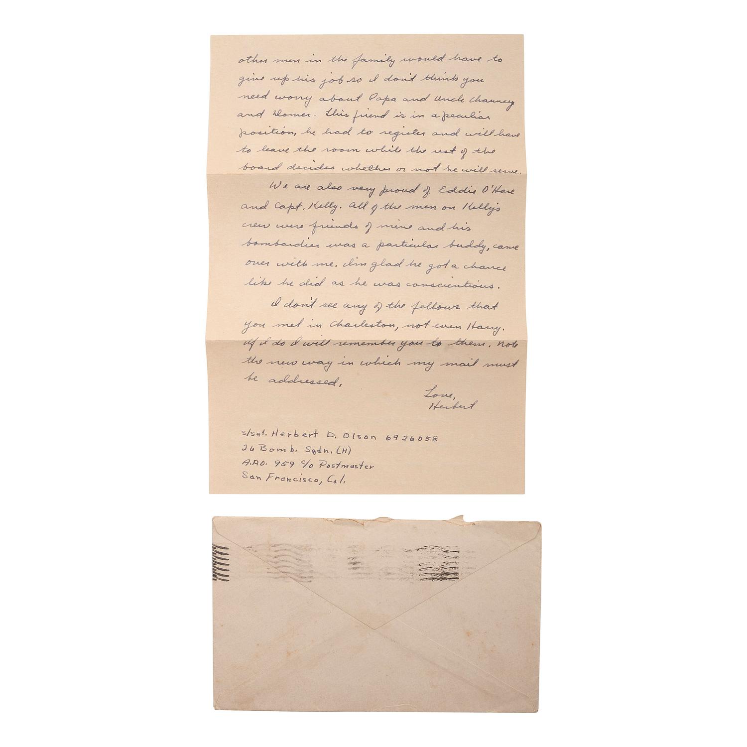 [AVIATION] - [WORLD WAR II]. A group of 9 soldiers' letters including Trans-Pacific Air Mail sent via the Pan American Airways California Clipper , comprising: