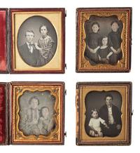 [EARLY PHOTOGRAPHY]. 8 quarter plate and sixth plate daguerreotypes of families and siblings.