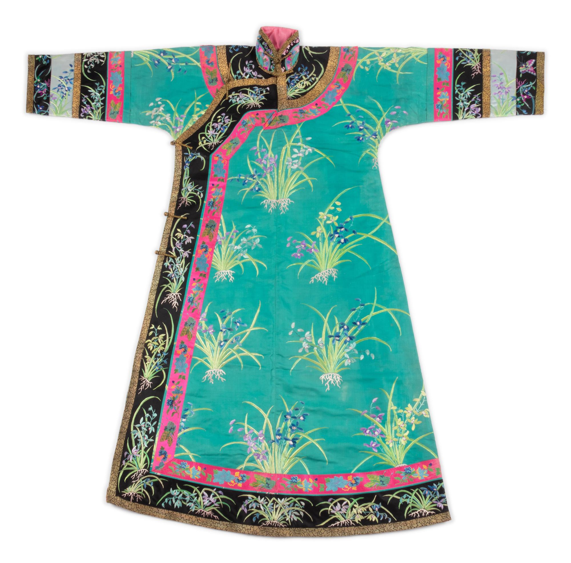 A Embroidered Silk Manchu Lady's Informal Robe