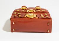 A Gianni Versace Brown Leather Mini Medusa Handbag, 7" x 6.5" x 2.5".