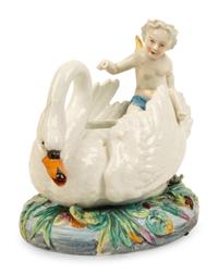 A Meissen Style Porcelain Swan-Form Centerpiece — 19TH CENTURY