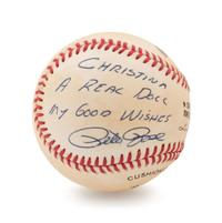 A Group of Two Signed Baseballs Including Rickey Henderson and Pete Rose