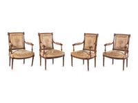 A Louis XVI Style Five-Piece Seating Suite with Tapestry Upholstery