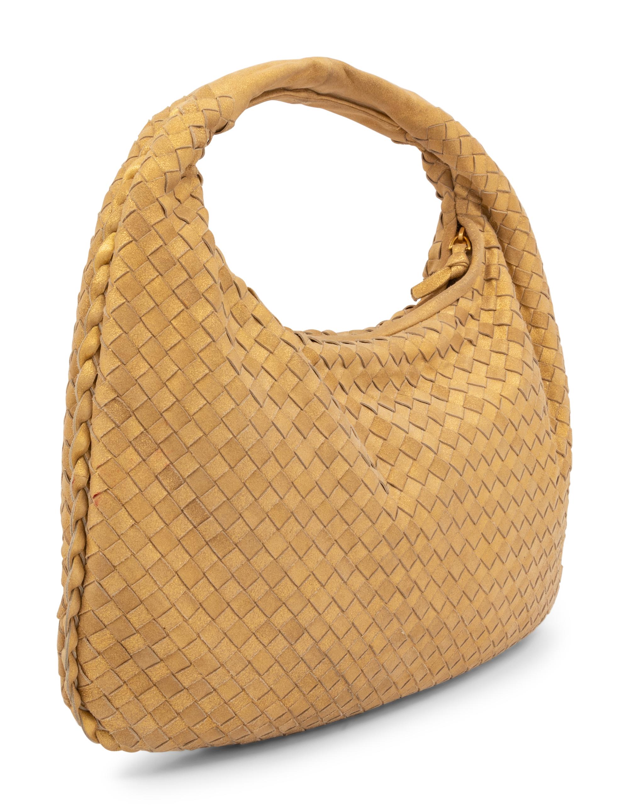 Bottega Veneta Gold Intrecciato Leather Hobo