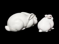 Two Japanese Ceramic Figures of Rabbits