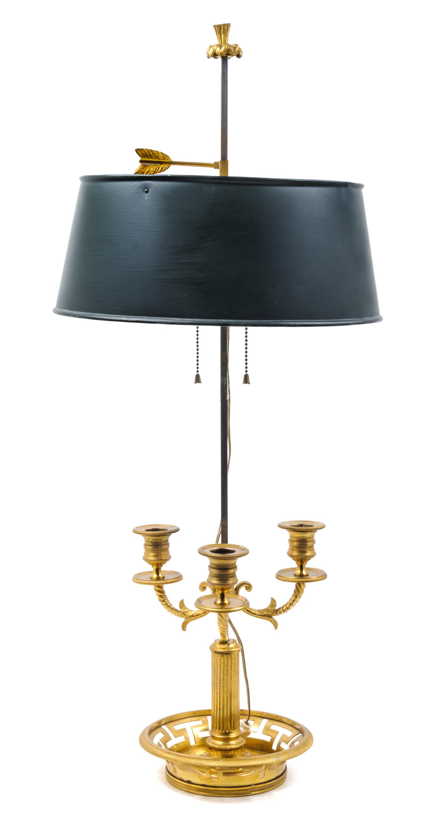 An Empire Style Gilt Bronze Bouillotte Lamp Height 33 1/4 inches. — 20TH CENTURY