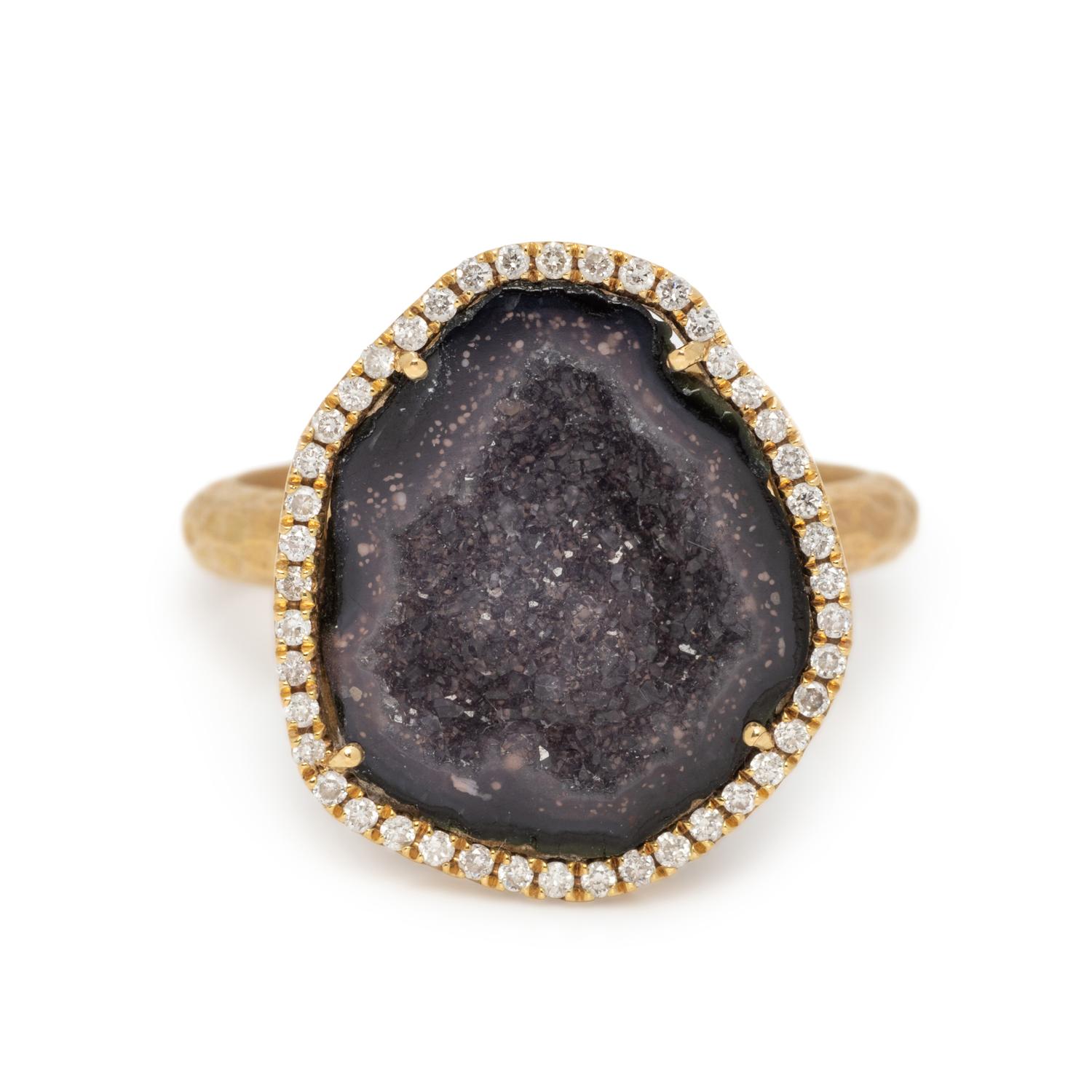 GEODE AND DIAMOND RING