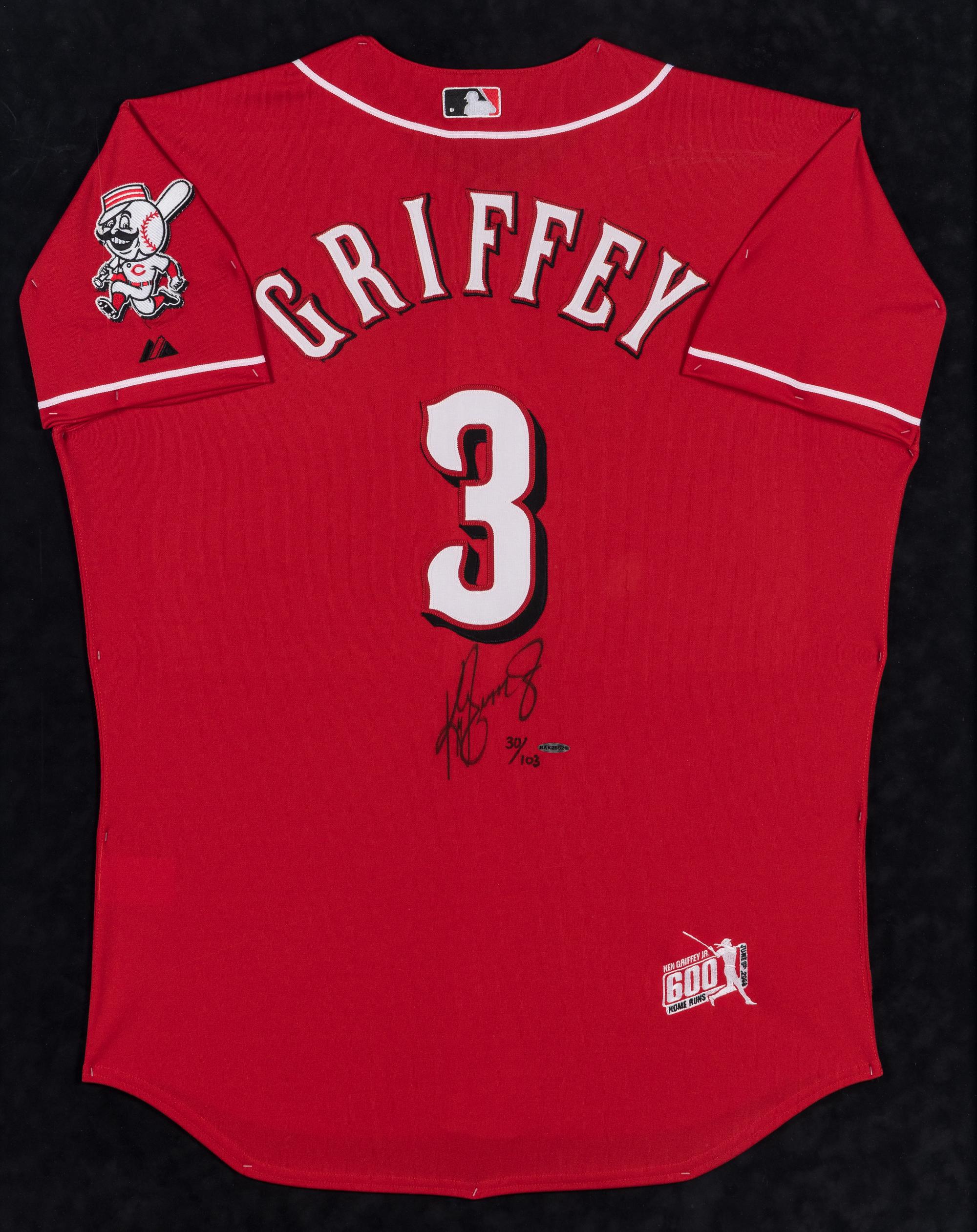 A Ken Griffey Jr. Signed Autograph 600 Home Run Cincinnati Reds Jersey Display (Upper Deck Authenticated),