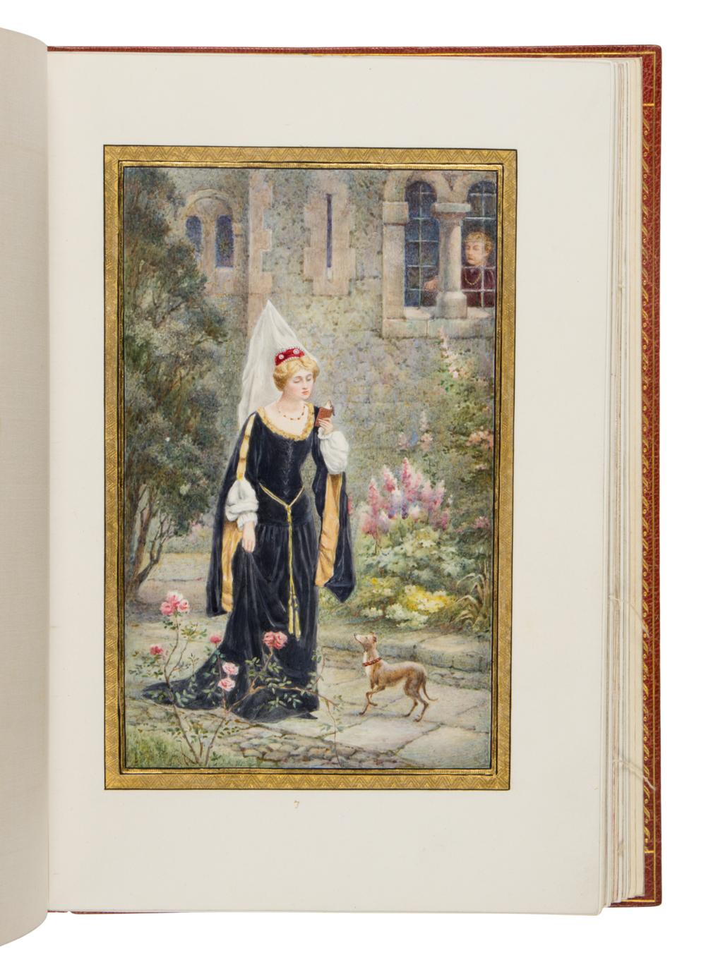 ALBERTO SANGORSKI While a Prisoner and Other Early English Poems , by James I, Geoffrey Chaucer, and Sir Walter Raleigh, in English, illuminated manuscript on paper [England, London, c. 1930]