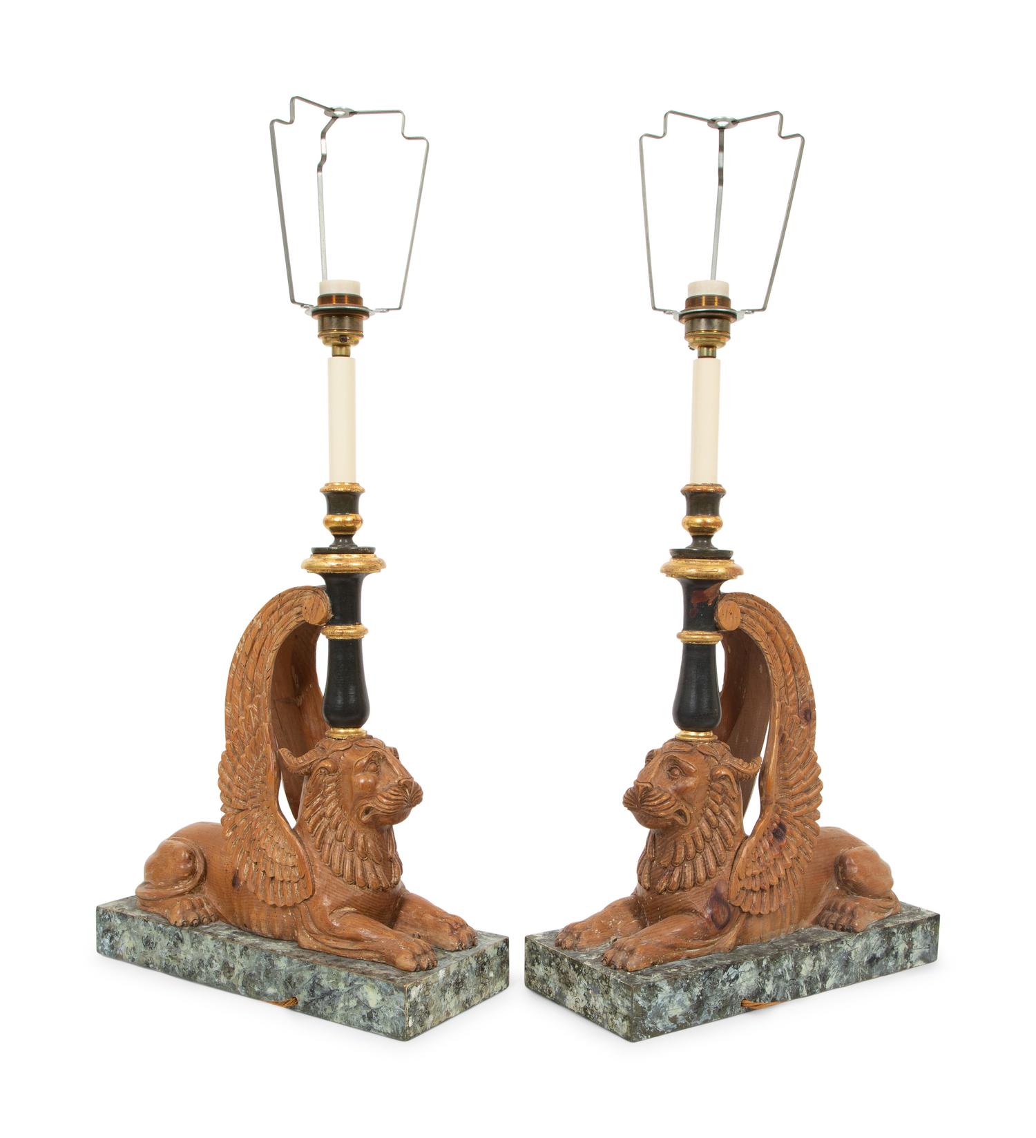 Two Pairs of Table Lamps and a Metal Wall Sconce