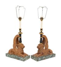 Two Pairs of Table Lamps and a Metal Wall Sconce