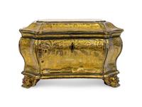 A Chinese Export Black Lacquer Gilt Decorated Tea Caddy