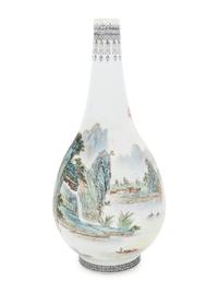 A Famille Rose 'Landscape' Porcelain Vase