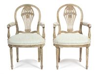 A Set of Four French Painted Mongolfier Armchairs Height 37 3/4 inches. — 20TH CENTURY