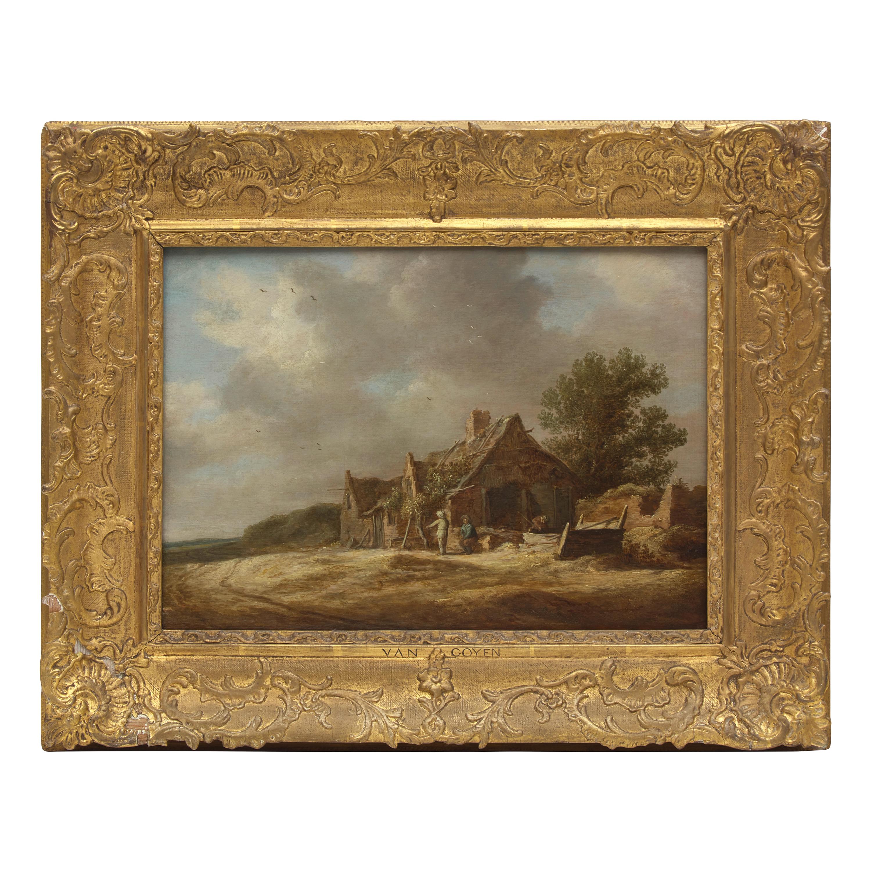 Jan Josefsz. van Goyen (Dutch, 1596-1656) — Figures Working by Farm Cottages , 1630