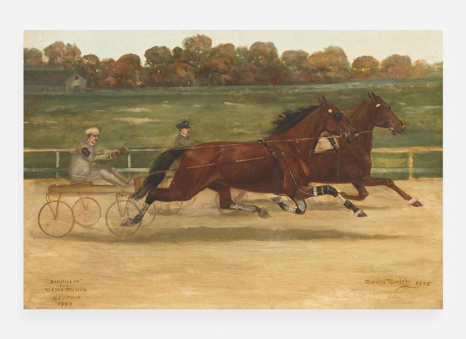 Eugene (Gean) Smith (1851-1928), Trotter Race: Lou Dillon beats Major Delmar, dated "1905"
