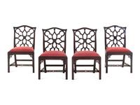 A Set of Four George III Mahogany “Gothick” Dining Chairs