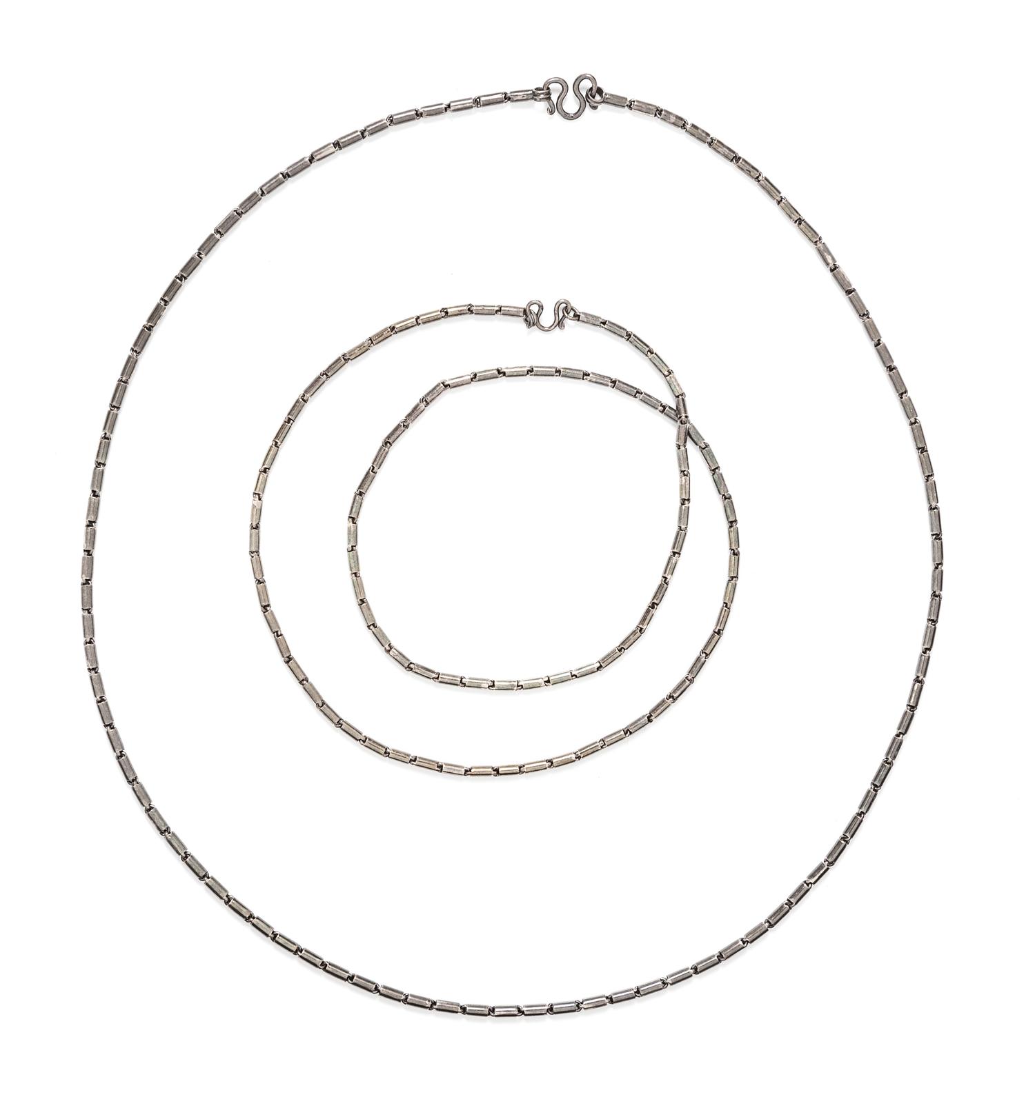 A Pair of Sterling Silver Chain Necklaces,