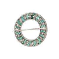 TIFFANY & CO., EMERALD AND DIAMOND PIN