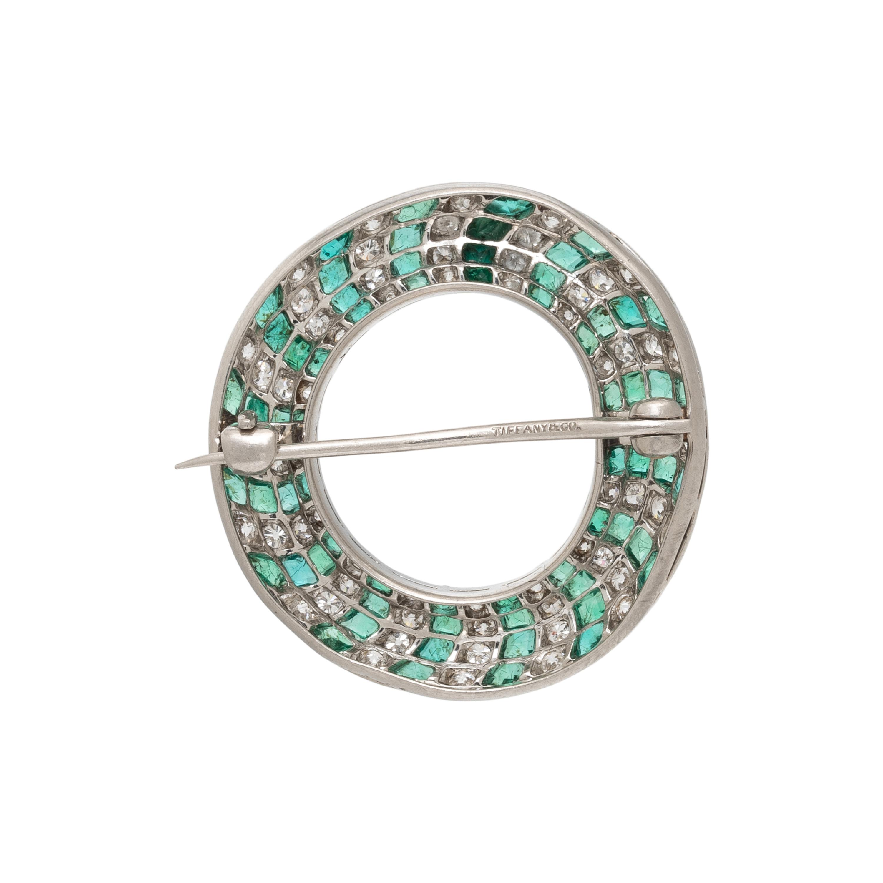 TIFFANY & CO., EMERALD AND DIAMOND PIN