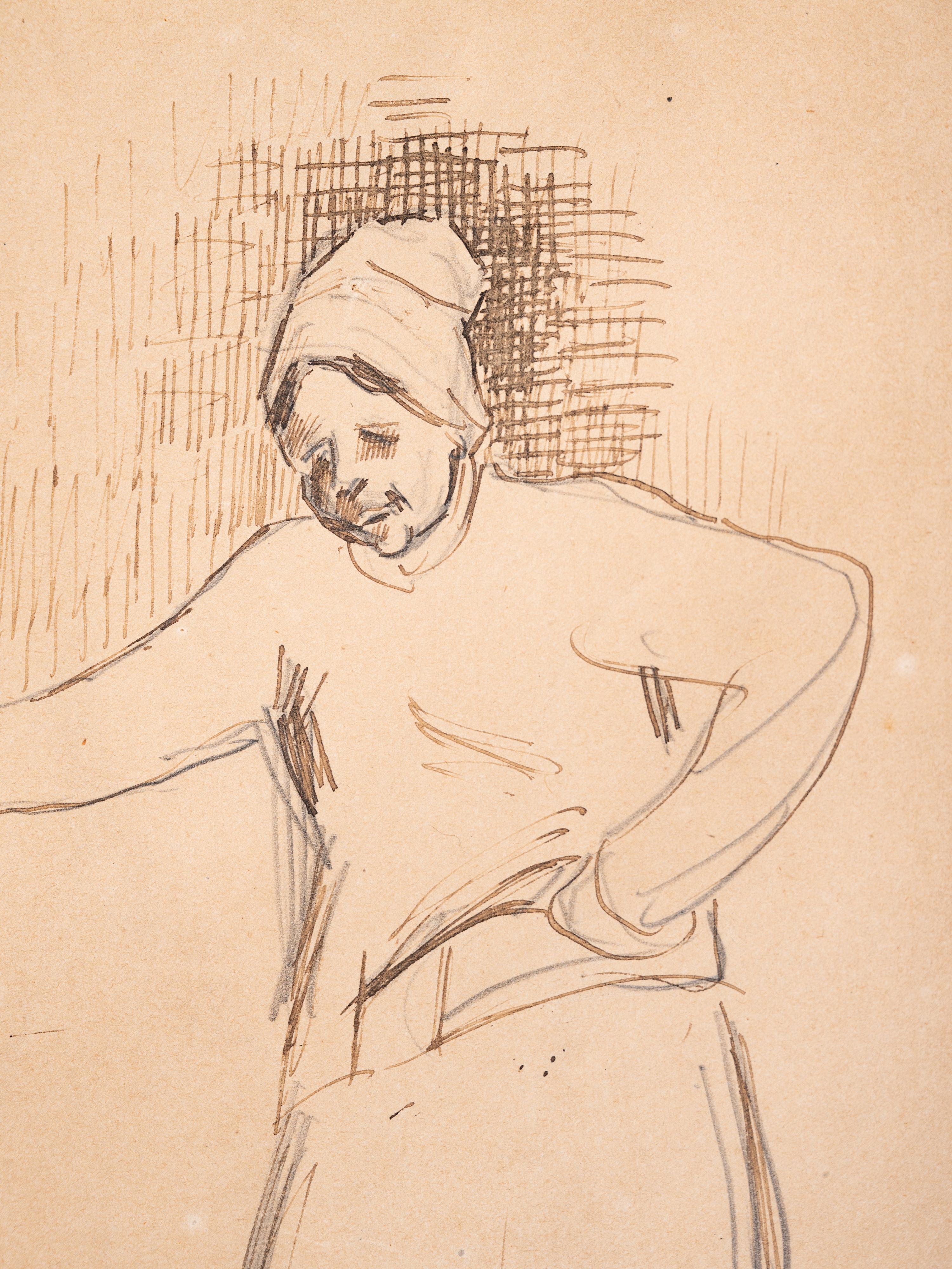 Peasant Woman , late 1880s, and Quayside Scene , 1903 (two works)