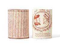 A Creamware Transfer-Decorated 'Courtship and Matrimony' Mug