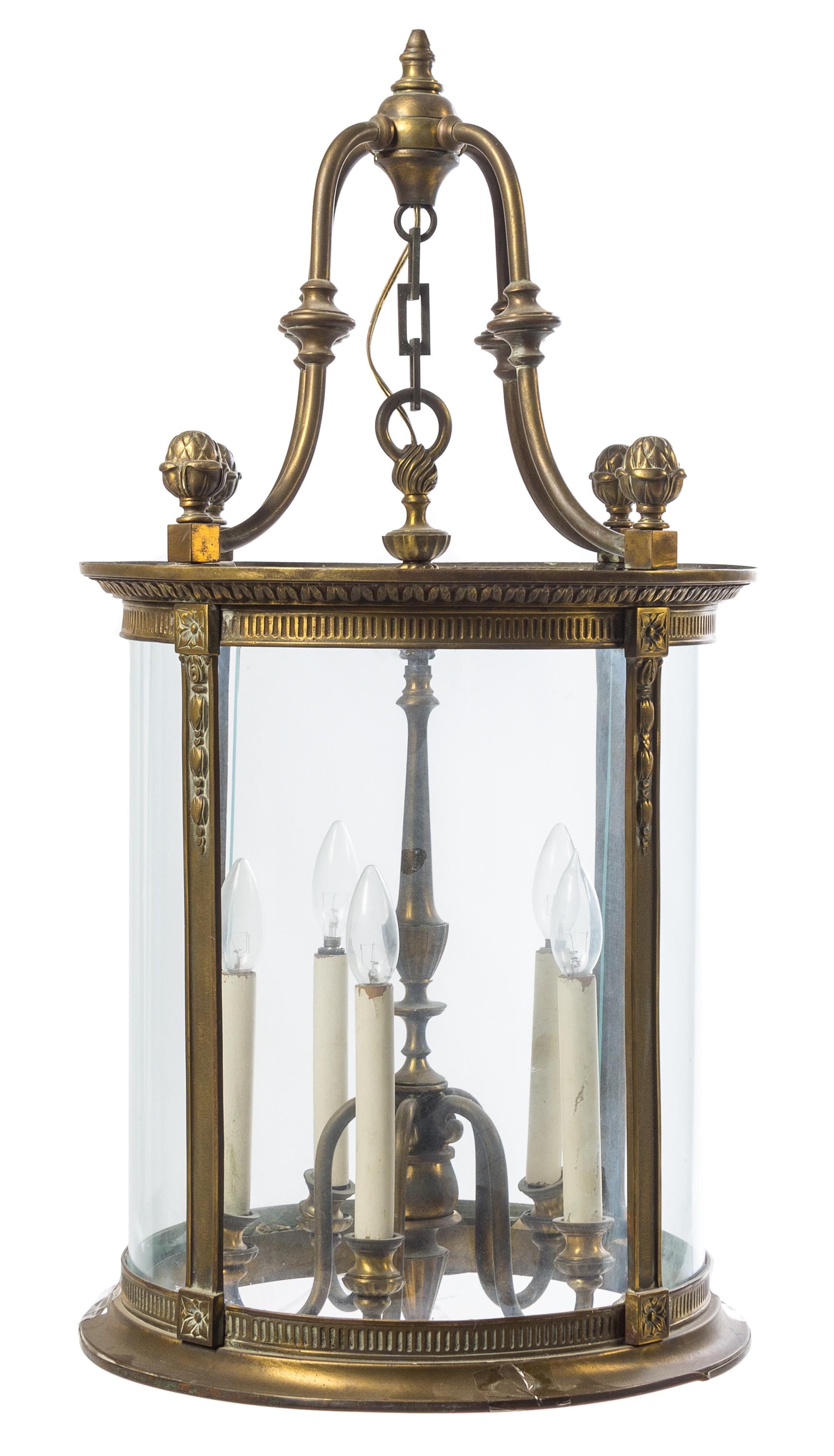 A Louis XVI Style Gilt Bronze Hall Lantern Height 34 inches. — LATE 19TH CENTURY