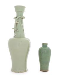Two Monochrome Glazed Porcelain Vases