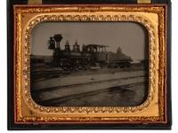 [EARLY PHOTOGRAPHY]. Half plate tintype of a Northern Pacific steam locomotive.
