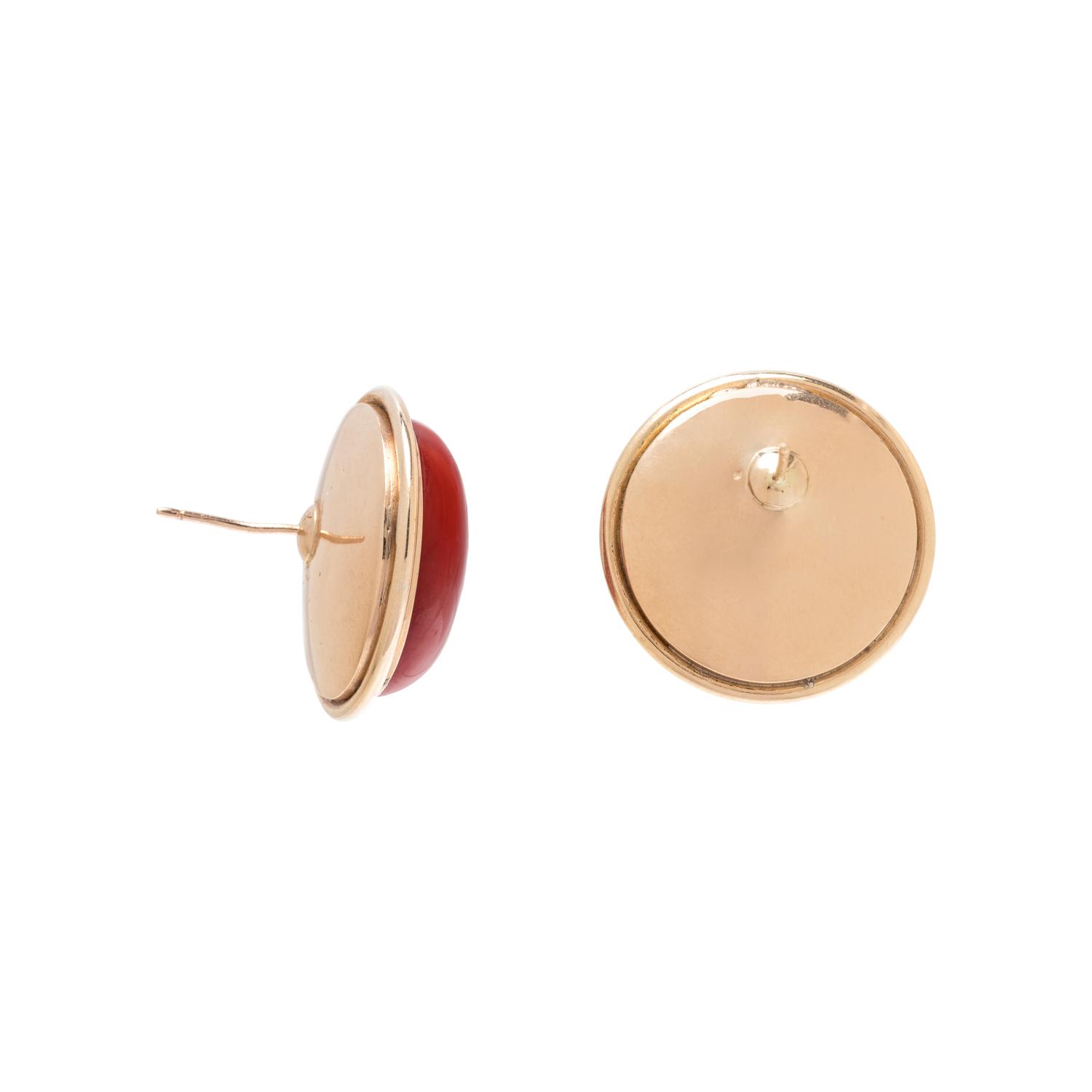 YELLOW GOLD AND CORAL EARRINGS