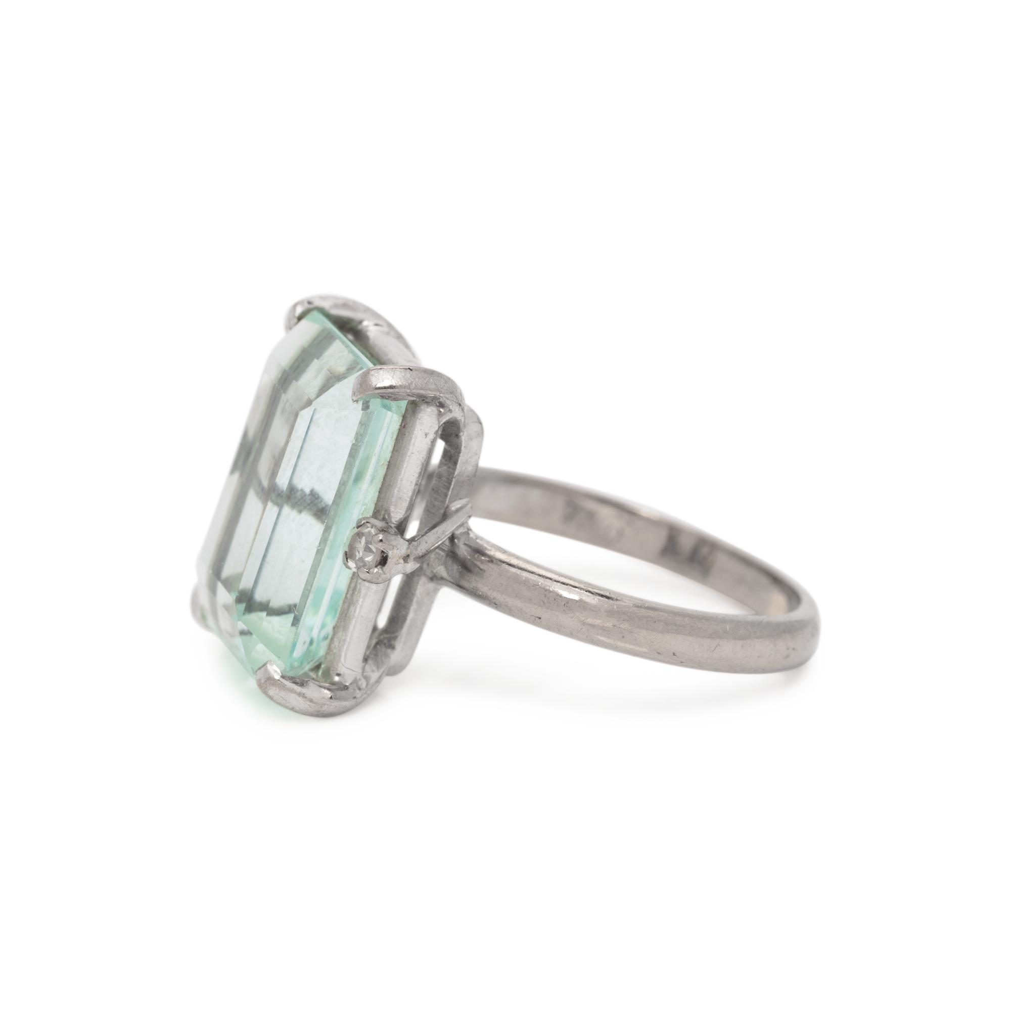 AQUAMARINE AND DIAMOND RING