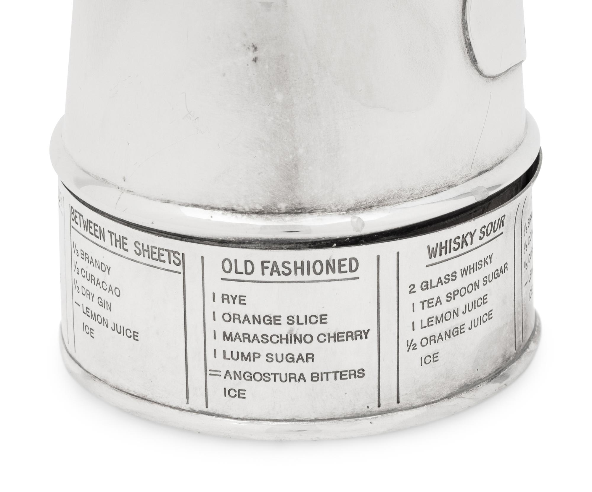 An English Silver-Plate The Thirst Extinguisher Cocktail Shaker