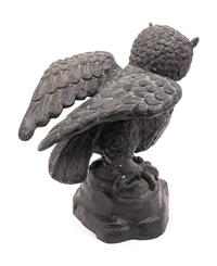 A Continental Bronze Model of a Bear and a Patinated Metal Model of an Owl