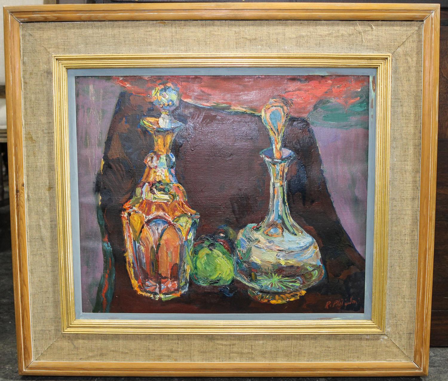 Robin Philipson, (British, 1916-1992), Still Life with Two Decanters