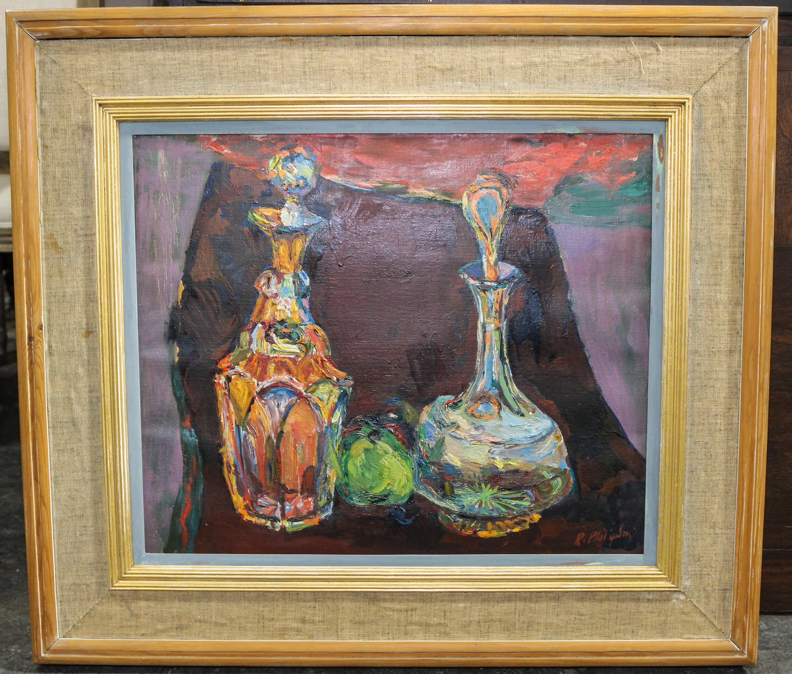 Robin Philipson, (British, 1916-1992), Still Life with Two Decanters