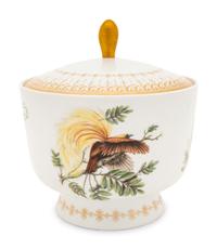 A Mottahedeh Birds of Paradise Porcelain Covered Jar