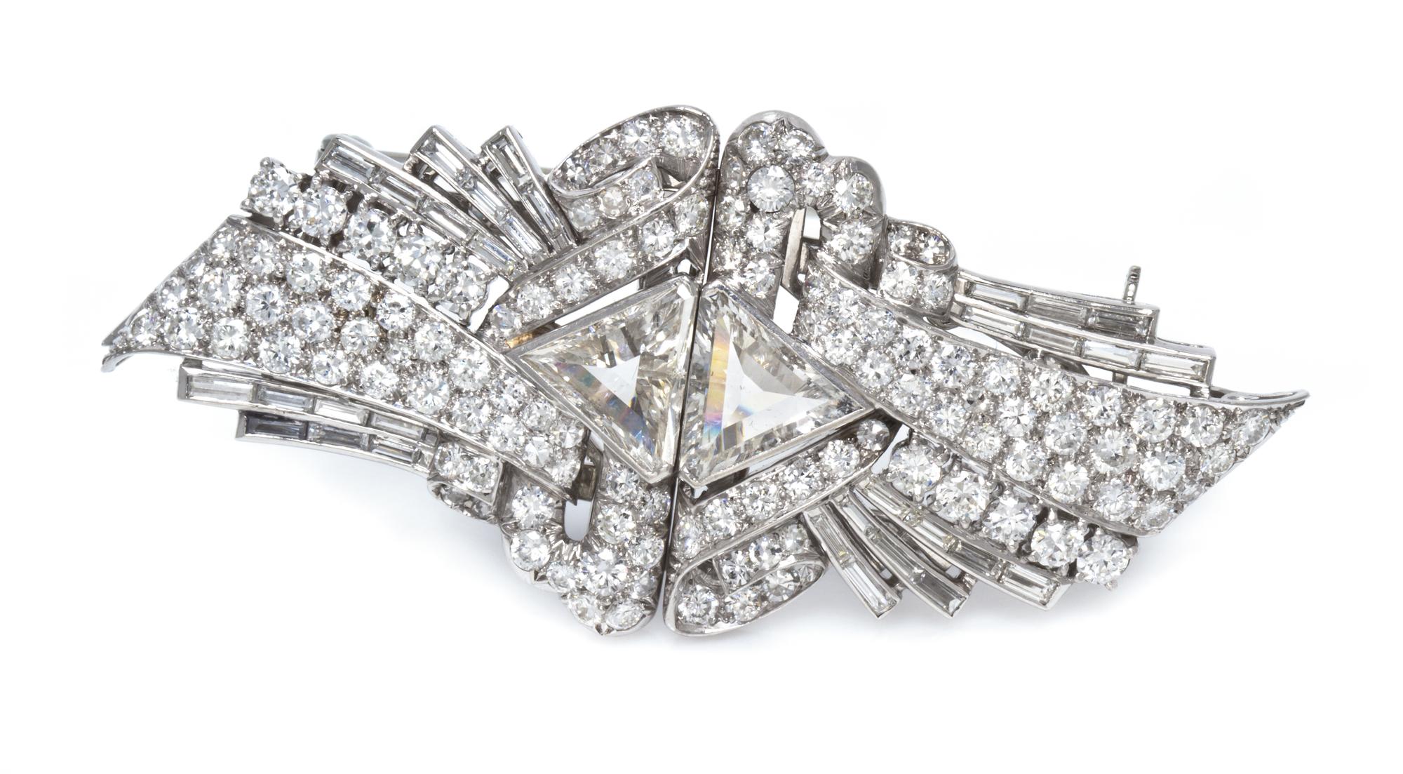 A Pair of Vintage Platinum and Diamond Dress Clip/Earrings, 13.90 dwts.