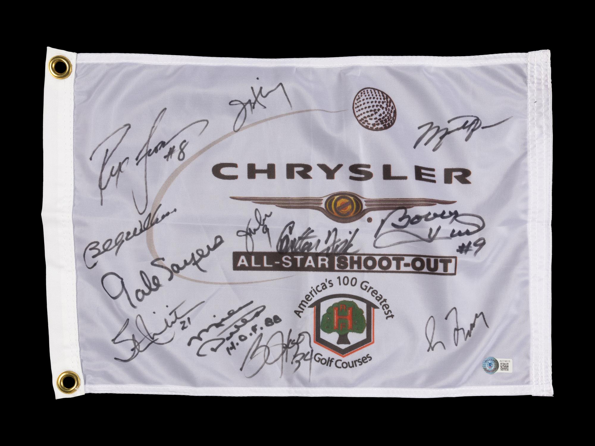 A 2004 Chrysler All-Star Golf Shootout Signed Autograph Golf Flag Including Michael Jordan (Beckett Authentication Services Letter)
