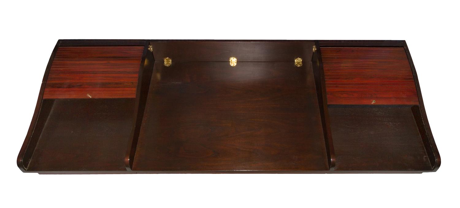 An Edward Wormley for Dunbar Mahogany Writing Desk Height 45 x width 84 3/4 x depth 28 inches.
