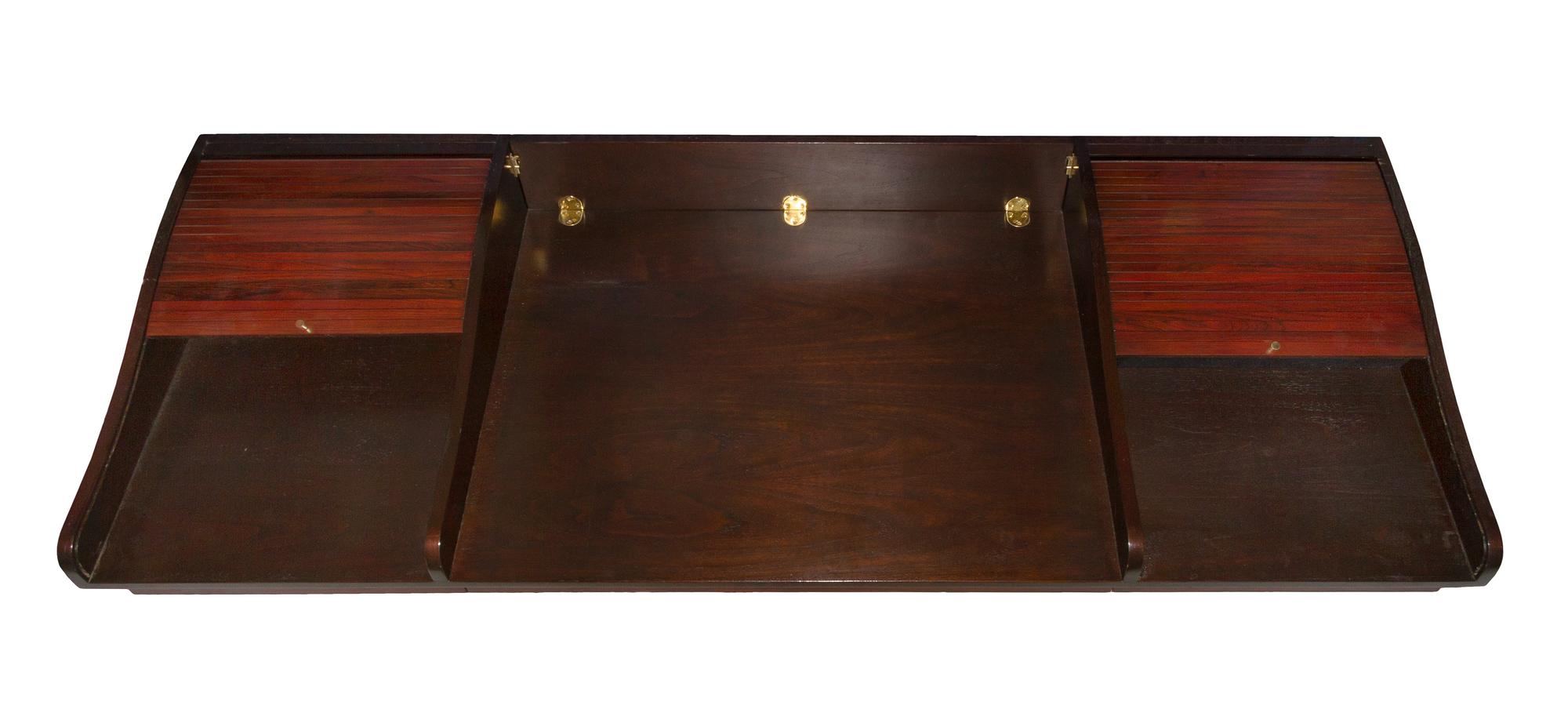 An Edward Wormley for Dunbar Mahogany Writing Desk Height 45 x width 84 3/4 x depth 28 inches.