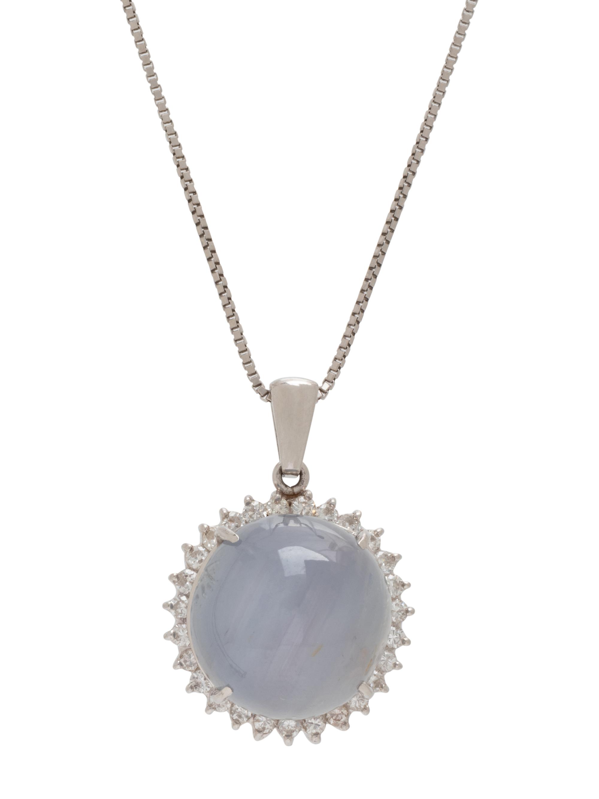 STAR SAPPHIRE AND DIAMOND PENDANT/NECKLACE