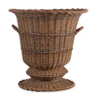 A Large Rattan Urn-Form Jardinière