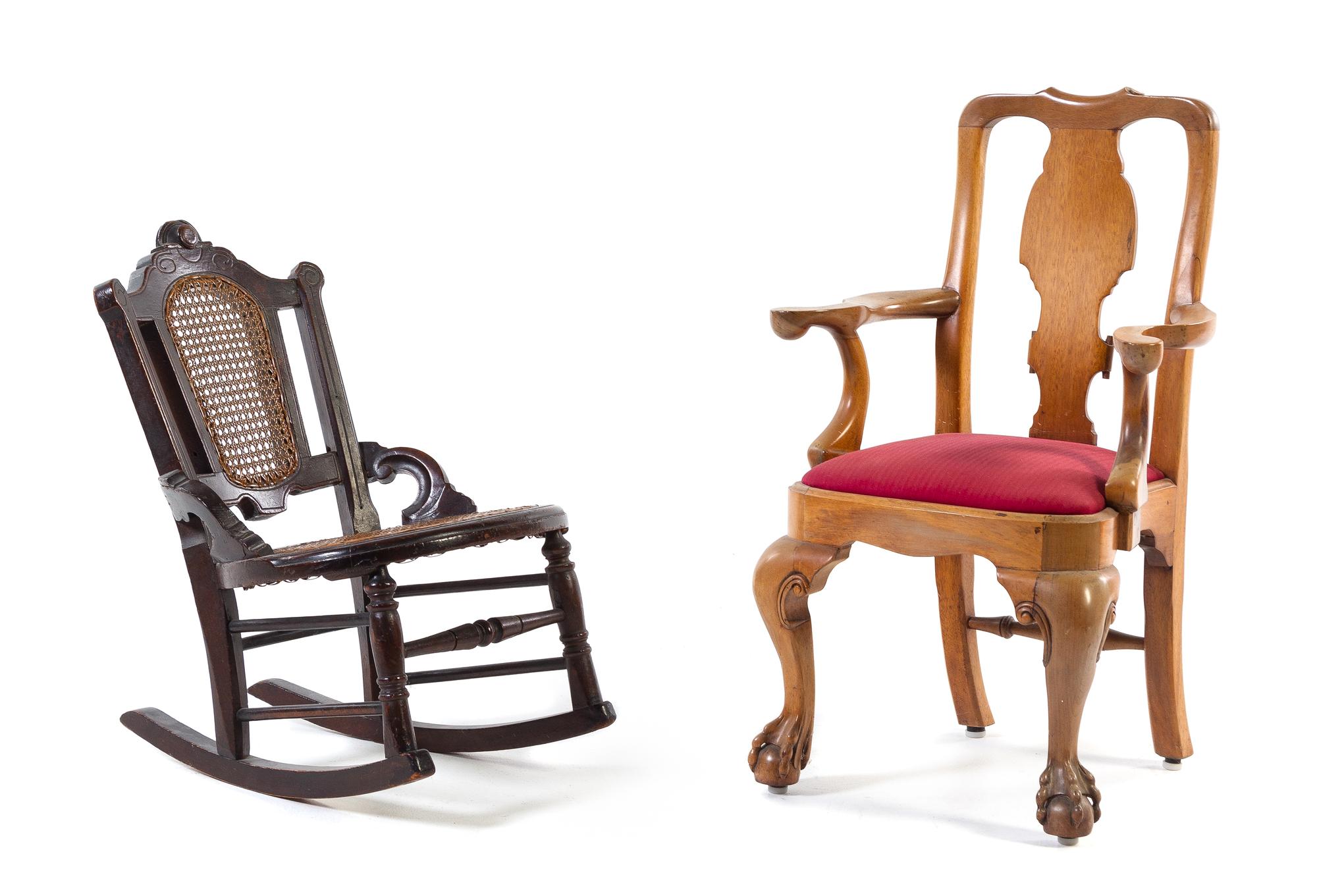 Two Mahogany Child's Chairs Height of tallest 24 3/4 x width 17 3/4 x depth 13 inches. — LATE 19TH CENTURY