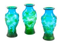 A Peking Glass Three-Piece Garniture Height of tallest 10 inches. — 20TH CENTURY