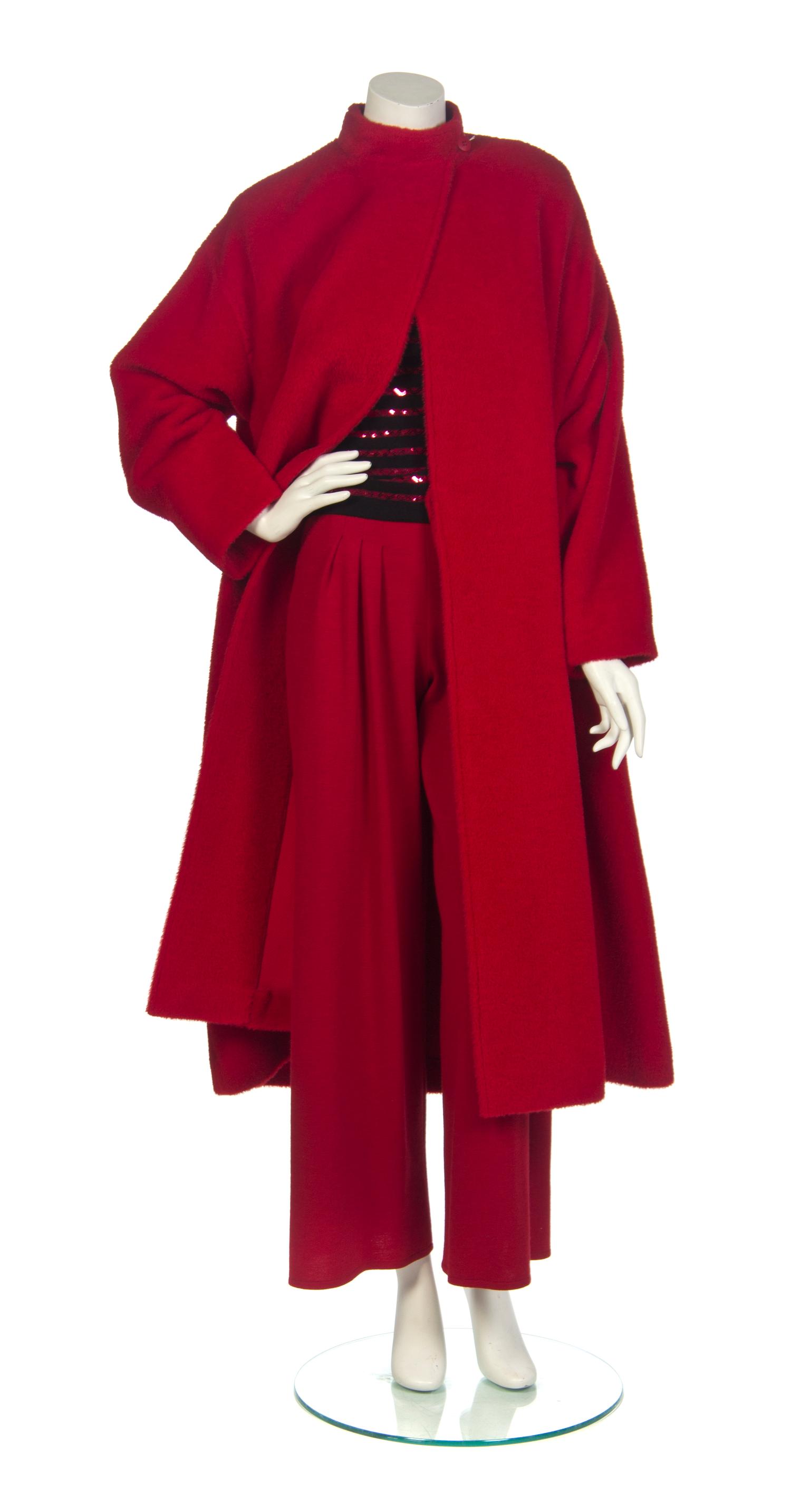 A Sonia Rykiel Red Three Piece Pant Ensemble,