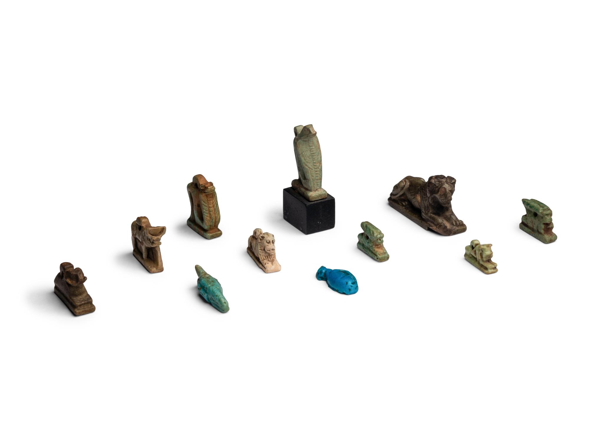 Eleven Egyptian Faience Animal Amulets