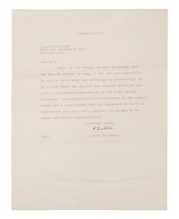 EINSTEIN, Albert. Typed letter signed (“A. Einstein”), to Mr. Lester Murphy. Princeton, New Jersey, 5 November 1953. One page, 4to (279 x 215 mm), on embossed personal stationery. Creased, one tiny rust stain to blank margin.