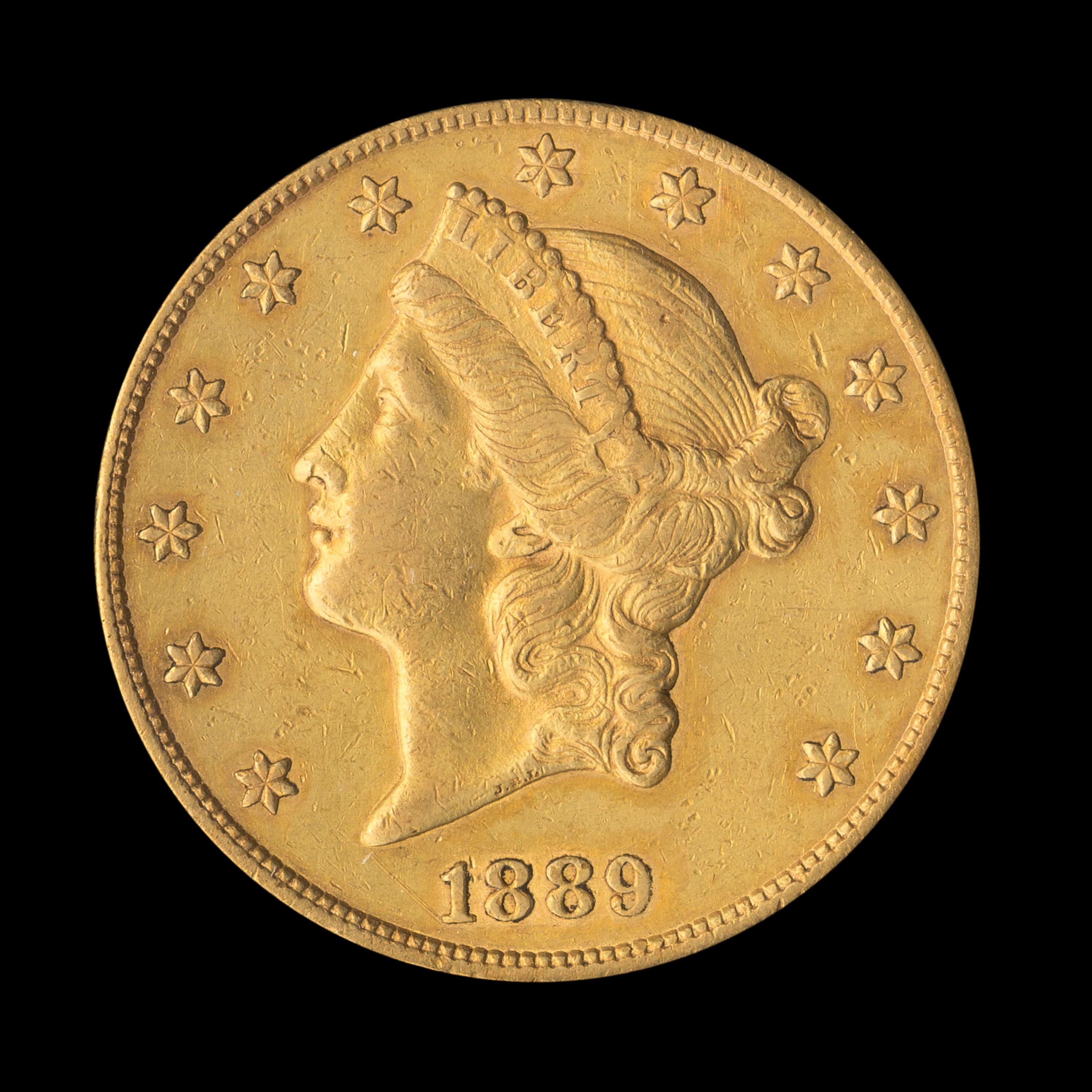 A United States 1889-S Liberty Head $20 Gold Coin